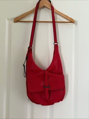 Women's Red Shoulder Bag with Front Flap